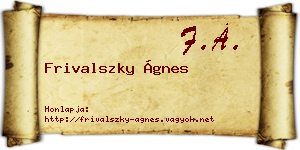 Frivalszky Ágnes névjegykártya